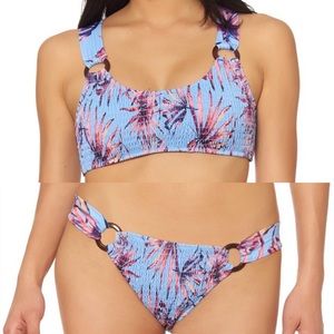 NWT Jessica Simpson Windy Palms Multi Lilac Bikini Top and Bottom M/L